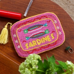 Handcrafted beaded makeup bag - Sardines