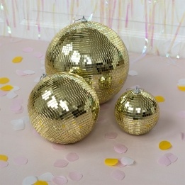 Hanging disco ball in gold with different size