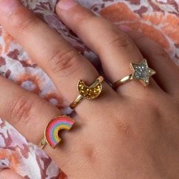 Glitter rings on star card (set of 3)