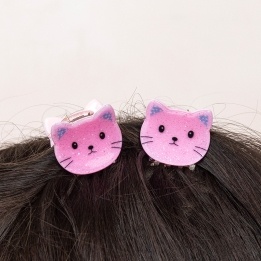Mini hair claw clips (set of 2) - Pink cats