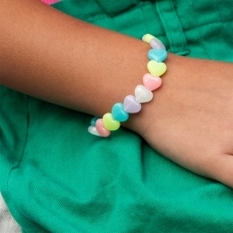 Glow-in-the-dark pastel heart bead bracelet