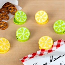 Set of six lemon and lime-shaped bag clips