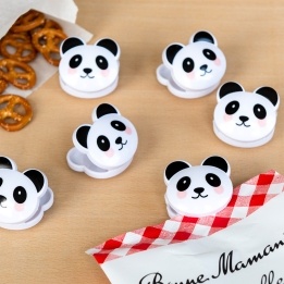Set of six panda-shaped bag clips