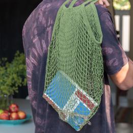 Khaki French Style String Shopping Bag