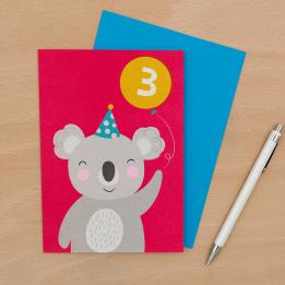 Koala 3rd Birthday Card