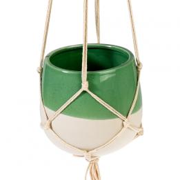 Large Sage Green Dipped Macrame Plant Pot