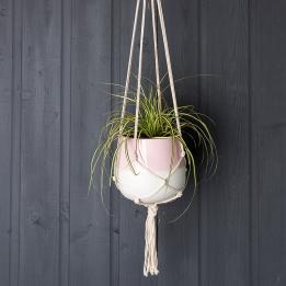 Large Baby Pink Dipped Macrame Plant Pot