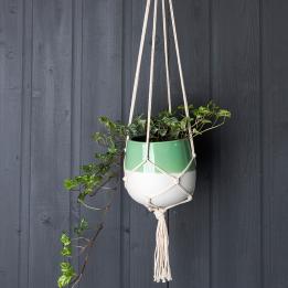 Large Sage Green Dipped Macrame Plant Pot