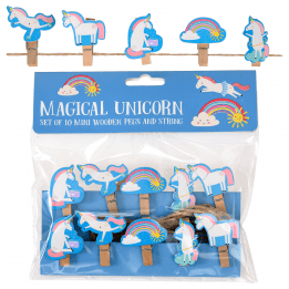 Magical Unicorn Wooden Pegs (string Of 10)