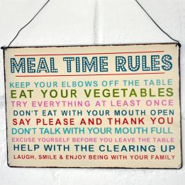 Meal Time Rules Hanging Metal Sign