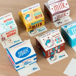 Memo Pads In A Striped 'Milk' Carton