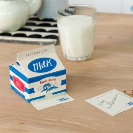 Memo Pads In A Striped 'Milk' Carton