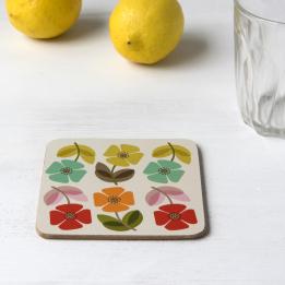 Mid Century Poppy Coaster