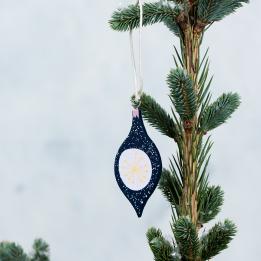 Navy Bauble Wooden Decoration