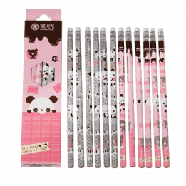 Pack Of 12 Pink Panda Pencils