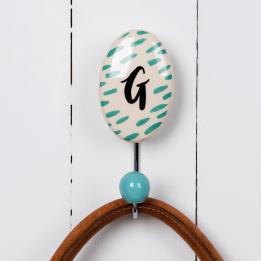 Painted Ceramic Letter Hook G