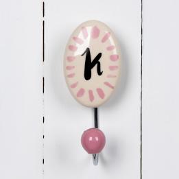 Painted Ceramic Letter Hook K