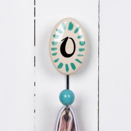 Painted Ceramic Letter Hook O