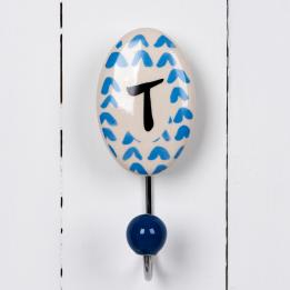 Painted Ceramick Letter Hook T
