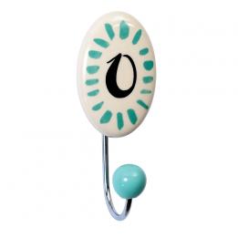 Painted Ceramic Letter Hook O