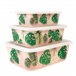 Tropical Palm Bamboo Boxes (set Of 3)