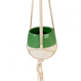 Small Sage Green Dipped Macrame Plant Pot