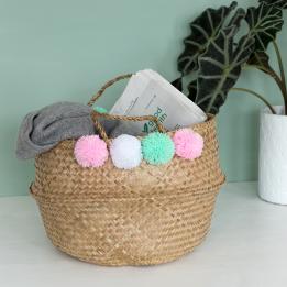 Pastel Pom Pom Belly Basket