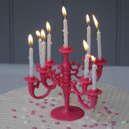 Celebration Cake Pink Candelabra With Candles