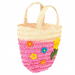 Pink Woven Flower Basket