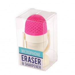 Pink Microphone Rubber And Sharpener