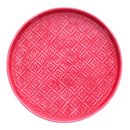 Round enamel trinket tray in vibrant pink