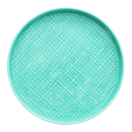 Round enamel trinket tray in aqua