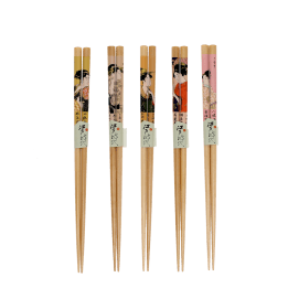 set of five Japanese-style wooden chopsticks 