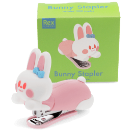 Bunny-shaped stapler with its box in the background