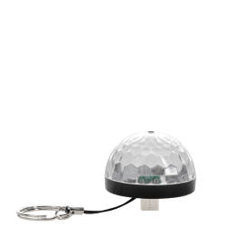 USB‑C plug‑in disco light with a faceted dome and keychain.