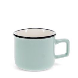 Stoneware espresso mug in light blue.