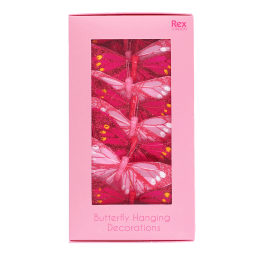 Butterfly hanging decorations in a pink gift box.