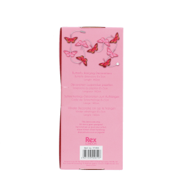 Back of butterfly garland decorations box with descriptions and barcode.