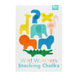 Wild Wonders Stacking Chalks box featuring colourful animal illustrations.