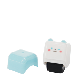 Puppy-themed roller stamp with the cap removed.