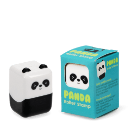 Panda-themed roller stamp with blue packaging.