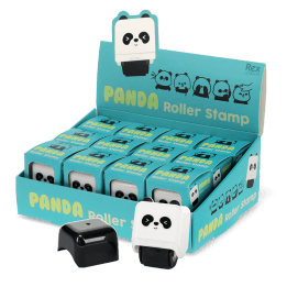 Display box of 12 Panda Roller Stamps.