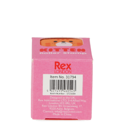 Back of the Kitten Roller Stamp box showing the barcode and manufacturer details.