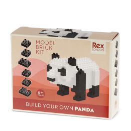 Build your own panda brick kit packaging.
