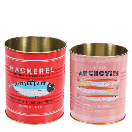 Medium storage tins (set of 2) - Fish MACKEREL & ANCHOVIES