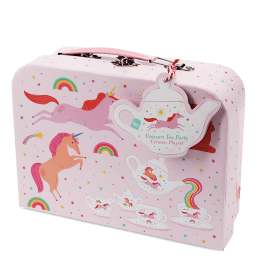 Pink Unicorn ceramic tea party set with tag.