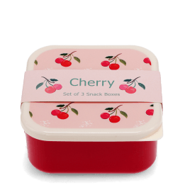 Square snack box with cherry pattern