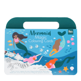 Mermaid-themed magic colouring card set with illustrated underwater scene.