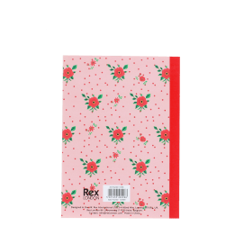 Back of pink notebook in french rose design
