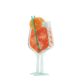 Hair claw clip featuring a zesty Aperitivo Spritz cocktail design, with hints of marbling and translucence. 